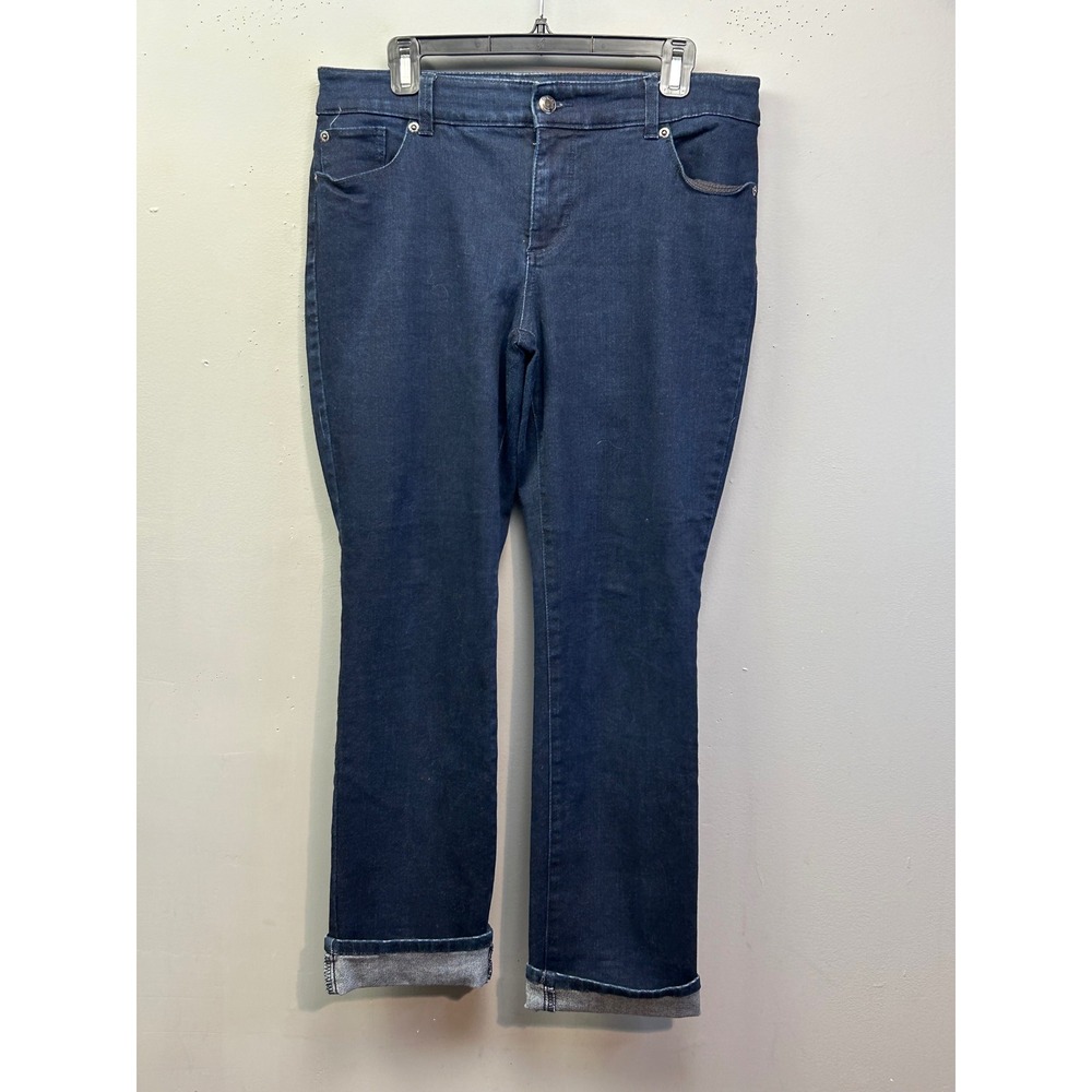 Chico's Jeans Women 1.5 Regular Blue So Slimming Girlfriend Straight Cuffed‎